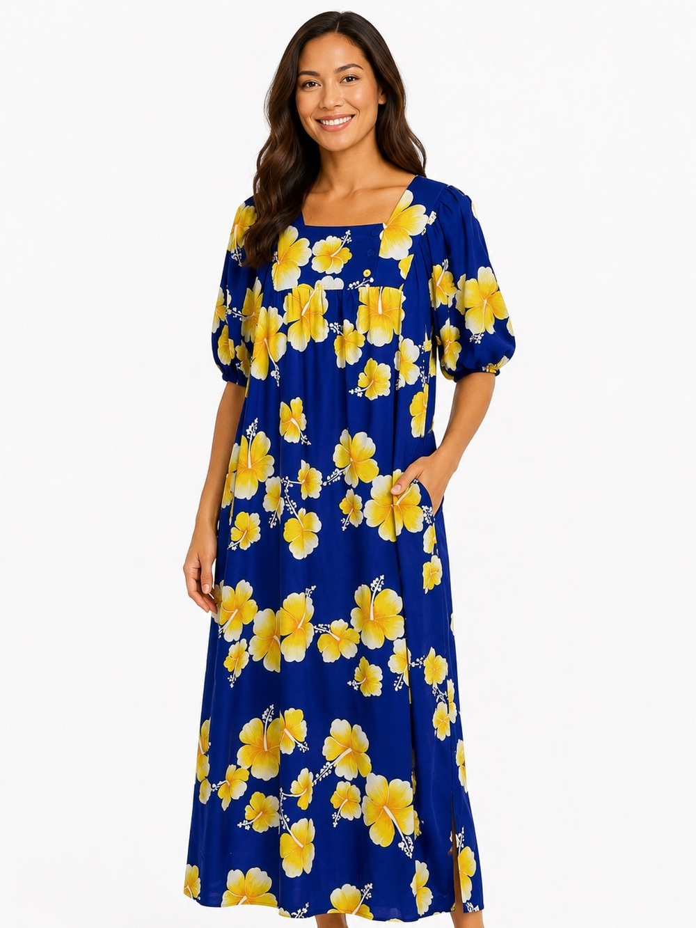 Vintage Hilo Hattie Hawaiian Floral Maxi Dress – Size S